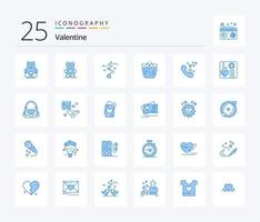 valentine 25 blaue farbe icon pack einschließlich herzen. Hochzeit. Telefon. Herz. Zeichen vektor