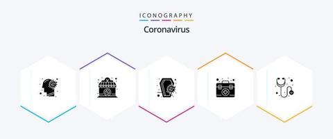 Coronavirus 25 Glyphen-Icon-Pack inklusive Medizin. Kind. verboten. erste-Hilfe. Infektion vektor