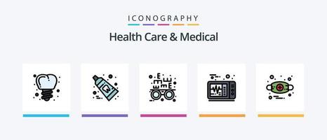Gesundheitswesen und medizinische Linie gefüllt 5 Icon Pack einschließlich Skelett-Röntgenbild. Brust. Zelle. Maske. Allergie. kreatives Symboldesign vektor