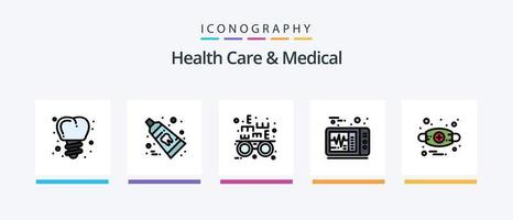 hälsa vård och medicinsk linje fylld 5 ikon packa Inklusive skelett röntgen. bröst. cell. mask. allergi. kreativ ikoner design vektor