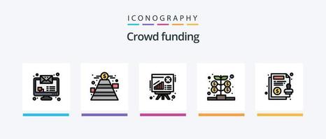 Crowdfunding-Linie gefüllt 5 Icon Pack inklusive Investition. Fonds. Spendensammlung. Transformation. Geldwechsel. kreatives Symboldesign vektor
