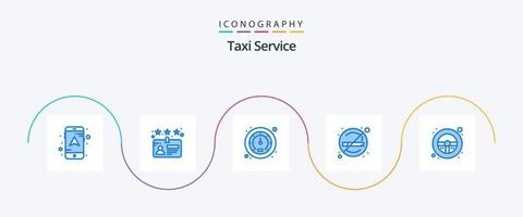 Taxiservice Blue 5 Icon Pack inklusive. Lenkrad. Verkehr. Lenkung. Zeichen vektor