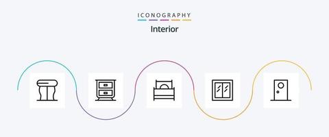 Interior Line 5 Icon Pack inklusive Interieur. Eingang. Möbel. Tür. Innere vektor