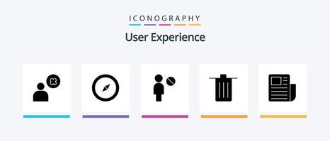 User Experience Glyph 5 Icon Pack inklusive Delete . Korb . Navigation. Profil. kreatives Symboldesign vektor