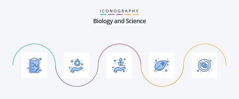 biologi blå 5 ikon packa Inklusive leukemi. cancer. växt. blod. tillväxt vektor