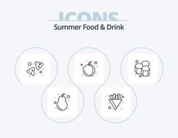 Sommer Essen und Trinken Linie Icon Pack 5 Icon Design. Sandwich. Essen. Bienen. Gemüse. Mangostan vektor