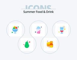 sommar mat och dryck platt ikon packa 5 ikon design. cocktail. juice. skål. dryck. ljuv vektor