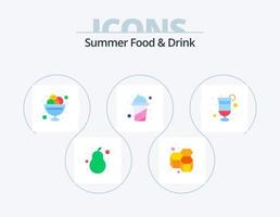 Sommer essen und trinken flach Icon Pack 5 Icon Design. Cocktail. Saft. Schüssel. trinken. süss vektor