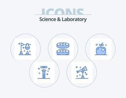 Wissenschaft blau Icon Pack 5 Icon Design. Apfel. Labor. Fernrohr. Biologie. Wissenschaft vektor