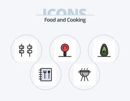 Lebensmittellinie gefüllt Icon Pack 5 Icon Design. . Krapfen. vektor