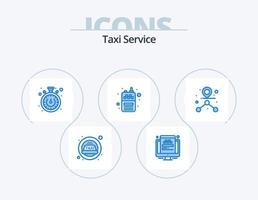 taxi service blå ikon packa 5 ikon design. . väg. tid. destination. mottagare vektor