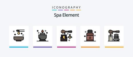 Spa Element Line gefüllt 5 Icon Pack inklusive Honig. Spa. Kerze. Trank. Element. kreatives Symboldesign vektor