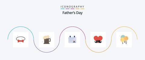 fäder dag platt 5 ikon packa Inklusive pappa. kärlek. kalender. fäder dag. pappa vektor