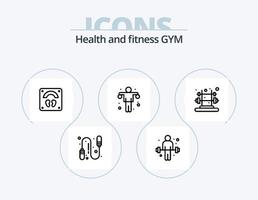 Fitness-Studio-Line-Icon-Pack 5 Icon-Design. Flasche. Fitnessstudio. Fitnessstudio. Fitnessstudio. Übung vektor