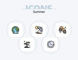 Sommerlinie gefüllt Icon Pack 5 Icon Design. Meer. Sommer. Kamera. Klimaanlage. ac vektor