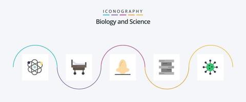 Biologie Flat 5 Icon Pack inklusive Biologie. gefährlich. Biologie. Chemie. Biochemie vektor