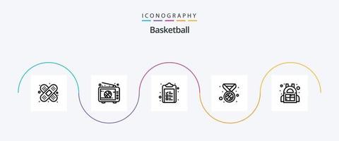 Basketball Line 5 Icon Pack inklusive Sport. Tasche. Team. Preis. vergeben vektor