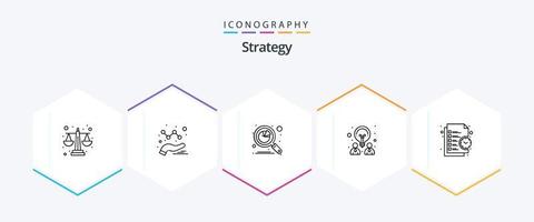 strategi 25 linje ikon packa Inklusive lista. partnerskap. analyser. aning. kreativ vektor