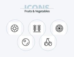 Obst und Gemüse Linie Icon Pack 5 Icon Design. . Essen. . Fleisch vektor