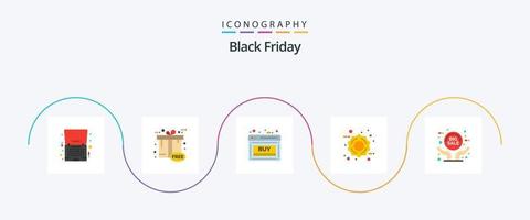 Black Friday Flat 5 Icon Pack inklusive großem Sale. Freitag. Geschenkbox. Rabatt. Verkauf vektor