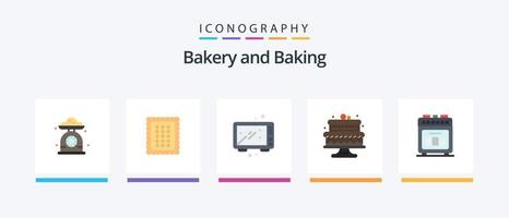 Baking Flat 5 Icon Pack inklusive Backen. Ofen. brot. Küche. Kochen. kreatives Symboldesign vektor