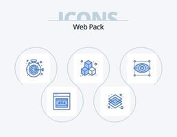 Web Pack Blue Icon Pack 5 Icon-Design. Entwerfen. Kreativität. Stoppuhr. Würfel. D vektor