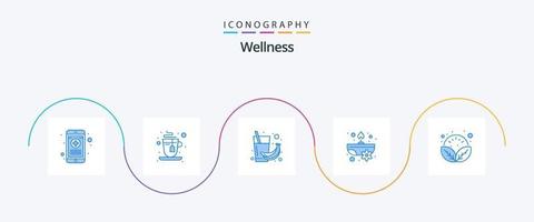 Wellness Blue 5 Icon Pack inklusive Pflanze. Blume. trinken. Spa. aromatisch vektor