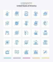 kreativ USA 25 blå ikon packa sådan som bricka. efterrätt. keps. kaka. dryck vektor