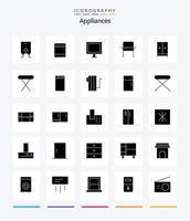 Creative Appliances 25 Glyph Solid Black Icon Pack wie Möbel. Haushaltsgeräte. elektrisch. Haushaltsgeräte. Möbel vektor