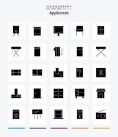 kreativ apparater 25 glyf fast svart ikon packa sådan som möbel. apparater. elektrisk. Hem apparater. möbel vektor