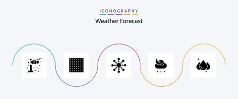 väder glyf 5 ikon packa Inklusive . väder. snöflinga. regnig. väder vektor