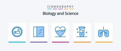 biologi blå 5 ikon packa Inklusive . lungorna. puls. anatomi. kemi. kreativ ikoner design vektor