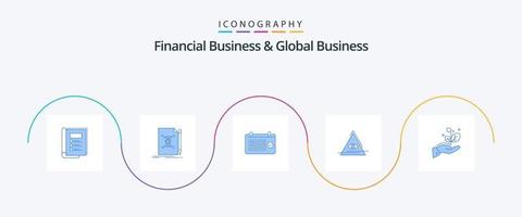 finansiell företag och global företag blå 5 ikon packa Inklusive triangel. illuminati. skapa. öga. år vektor