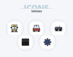 Fahrzeuge Linie gefüllt Icon Pack 5 Icon Design. . Transport. Weg. Sport. Militär vektor