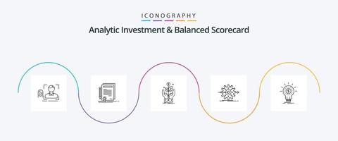 Analytische Investition und Balanced Scorecard Line 5 Icon Pack inklusive Arbeit. Leistung. Grad. erheben. Wachstum vektor