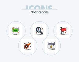 Benachrichtigungszeile gefüllt Icon Pack 5 Icon Design. Notiz. Buch. Block. Benachrichtigung. Horn vektor