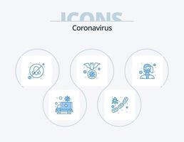 Coronavirus Blue Icon Pack 5 Icon-Design. Grippe. Träger. Virus. Schläger. HNO-Arzt vektor