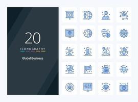20 global företag blå Färg ikon för presentation vektor