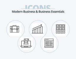 modern företag och företag väsentliga linje ikon packa 5 ikon design. Diagram. paj. skräp. kontor. behållare vektor