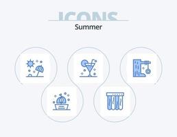 Sommer blau Icon Pack 5 Icon Design. Glas. Cocktail. Strand. Getränk. reisen vektor