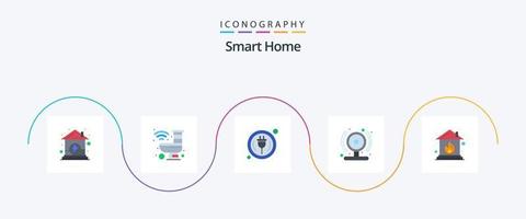 Smart Home Flat 5 Icon Pack inklusive Zuhause. Webcam. schlau. intelligente Kamera. Kabel vektor