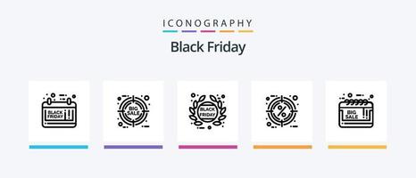 Black Friday Line 5 Icon Pack inklusive Verkaufsanzeige. großer Verkauf. Geschäft. sammeln. Verkauf. kreatives Symboldesign vektor