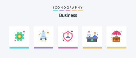 Business Flat 5 Icon Pack inklusive Aktentasche. Arbeiten. Versicherung. Diskussion. Plaudern. kreatives Symboldesign vektor