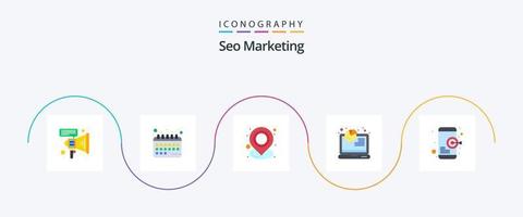 SEO Marketing Flat 5 Icon Pack inklusive SEO. Analytik. Standort. seo. Analyse vektor