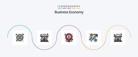 Economy-Linie gefülltes flaches 5-Icon-Paket einschließlich . Geld. Stift. Finanzen. Graph vektor