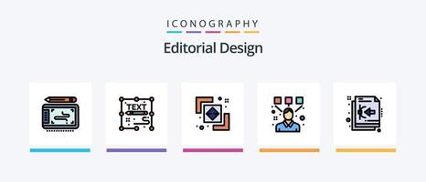 Editorial Design Linie gefüllt 5 Icon Pack inklusive Idee. Computer. Dateityp. Kunst. Werkzeug. kreatives Symboldesign vektor