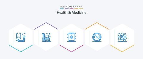 gesundheit und medizin 25 blaues symbolpaket einschließlich gesundheit. Atom. form. medizinisch. Gesundheit vektor