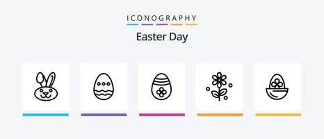 Easter Line 5 Icon Pack inklusive Ostern. Kalander. Ostern. Tulpe. Ostern. kreatives Symboldesign vektor