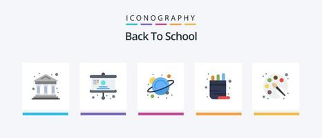 Back to School Flat 5 Icon Pack inklusive Zeichnung. zurück zur Schule. Schule. Bleistift. Farbe. kreatives Symboldesign vektor