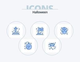 halloween blå ikon packa 5 ikon design. halloween. häxa. korsa. fest. flagga vektor